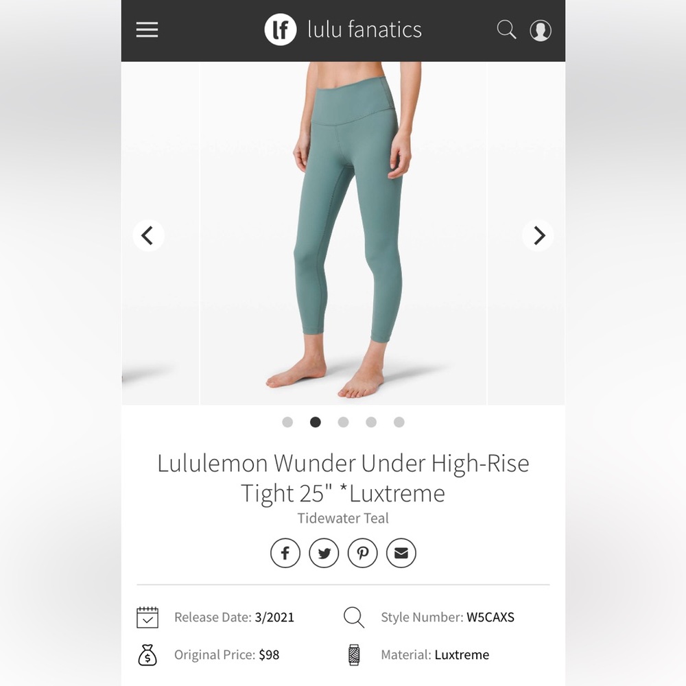 Lululemon Wunder Under HR Leggings 25”